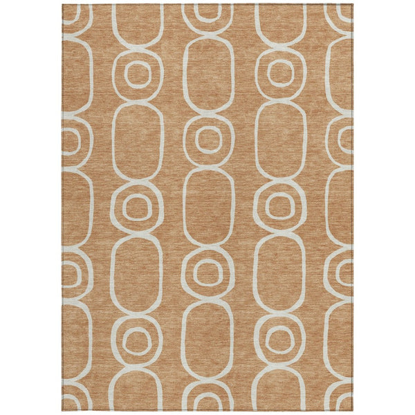HomeRoots 8' X 10' Geometric Washable Area Rug in Rust & Ivory - Durable, Stylish, Indoor/Outdoor Solution! 660628