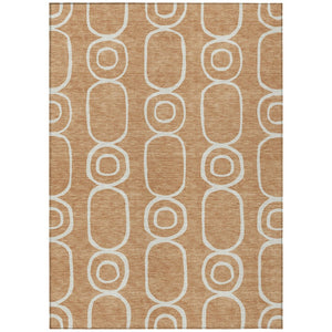 HomeRoots 8' X 10' Geometric Washable Area Rug in Rust & Ivory - Durable, Stylish, Indoor/Outdoor Solution! 660628