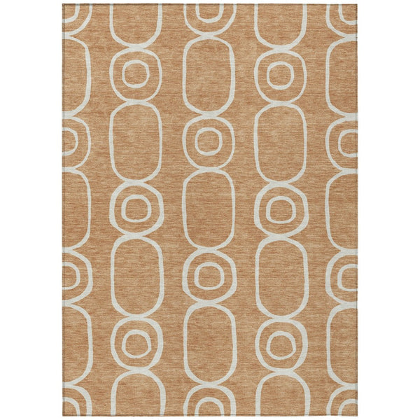 HomeRoots 8' X 10' Geometric Washable Area Rug in Rust & Ivory - Durable, Stylish, Indoor/Outdoor Solution! 660628