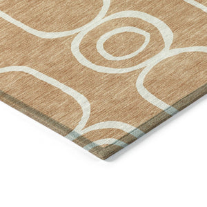 HomeRoots 8' X 10' Geometric Washable Area Rug in Rust & Ivory - Durable, Stylish, Indoor/Outdoor Solution! 660628