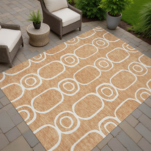HomeRoots 10' X 14' Modern Rust and Ivory Geometric Area Rug – Durable, Washable for Indoor & Outdoor Use 660630