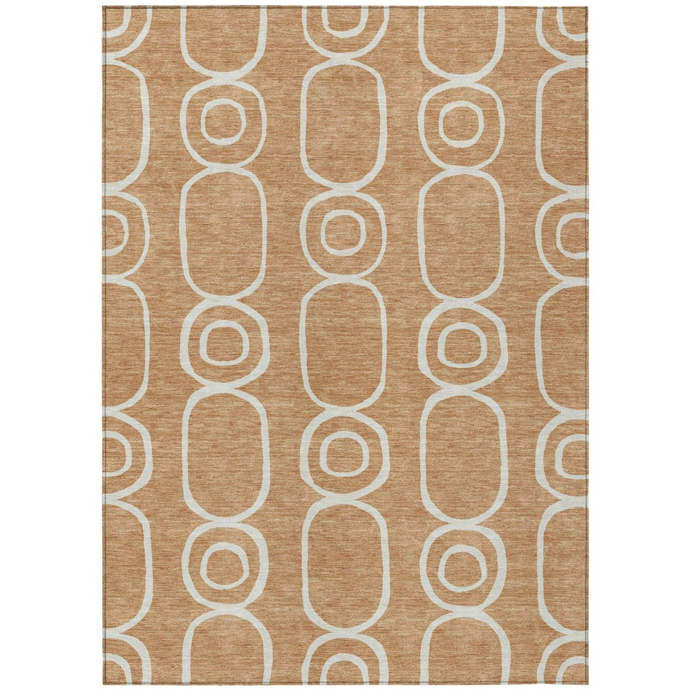 HomeRoots 10' X 14' Modern Rust and Ivory Geometric Area Rug – Durable, Washable for Indoor & Outdoor Use 660630