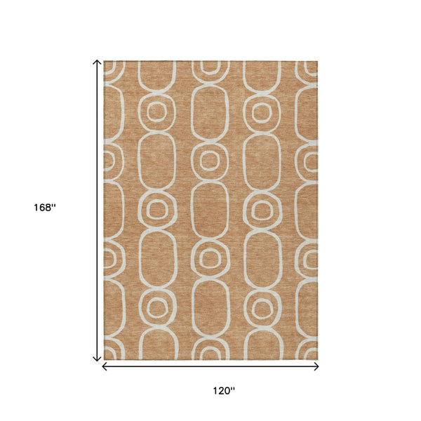 HomeRoots 10' X 14' Modern Rust and Ivory Geometric Area Rug – Durable, Washable for Indoor & Outdoor Use 660630