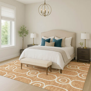 HomeRoots 10' X 14' Modern Rust and Ivory Geometric Area Rug – Durable, Washable for Indoor & Outdoor Use 660630