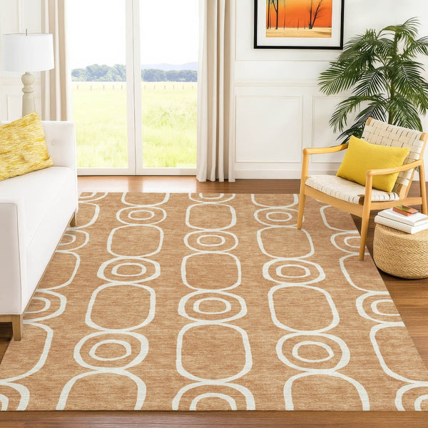 HomeRoots 10' X 14' Modern Rust and Ivory Geometric Area Rug – Durable, Washable for Indoor & Outdoor Use 660630