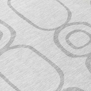 HomeRoots 8' Modern Silver and Gray Round Geometric Area Rug - Washable, Durable for Indoor/Outdoor Use! 660633