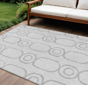 HomeRoots 8' X 10' Stylish Silver and Gray Geometric Area Rug - Durable, Washable for Indoor & Outdoor Use! 660634