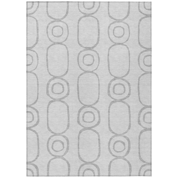 HomeRoots 8' X 10' Stylish Silver and Gray Geometric Area Rug - Durable, Washable for Indoor & Outdoor Use! 660634