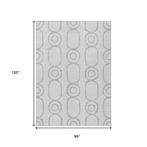 HomeRoots 8' X 10' Stylish Silver and Gray Geometric Area Rug - Durable, Washable for Indoor & Outdoor Use! 660634