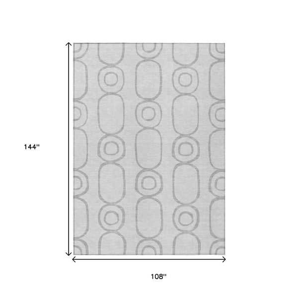 HomeRoots 9' X 12' Silver & Gray Geometric Washable Area Rug - Stylish, Durable Design for Indoor & Outdoor Use 660635