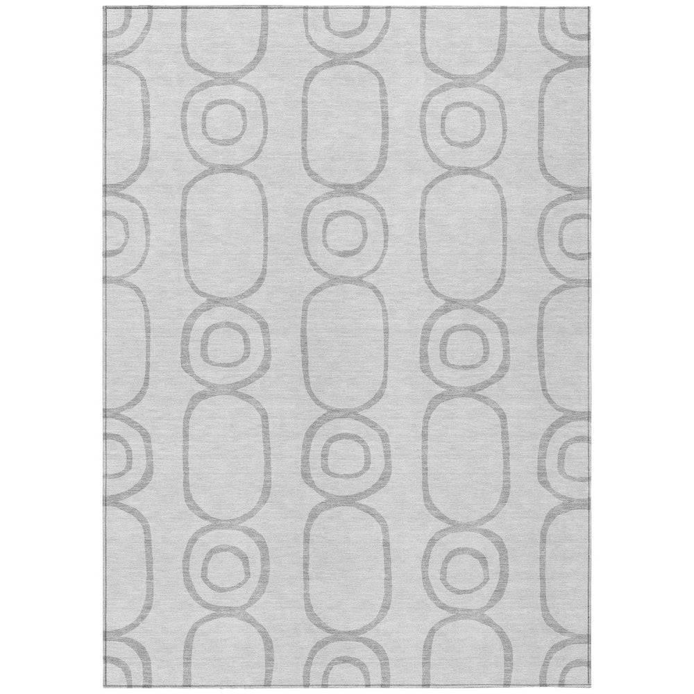 HomeRoots 10' Silver and Gray Geometric Indoor Outdoor Area Rug - Washable, Durable, Stylish for High-Traffic Spaces 660636