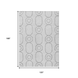 HomeRoots 10' Silver and Gray Geometric Indoor Outdoor Area Rug - Washable, Durable, Stylish for High-Traffic Spaces 660636