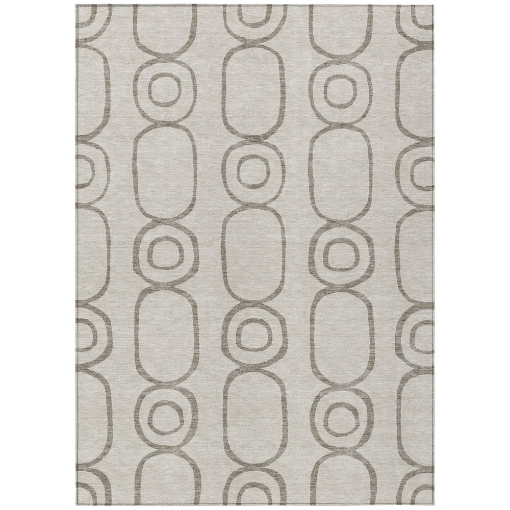 HomeRoots 9' Taupe Beige & Ivory Geometric Washable Area Rug – Stylish Indoor/Outdoor Design for High-Traffic Areas 660641