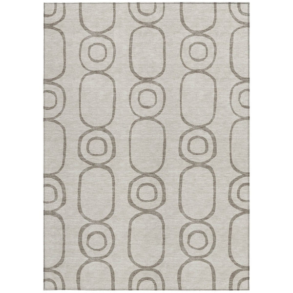 HomeRoots 10' Stylish Taupe Beige & Ivory Geometric Washable Indoor/Outdoor Area Rug - Durable & Easy Care 660642