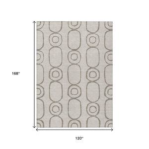 HomeRoots 10' Stylish Taupe Beige & Ivory Geometric Washable Indoor/Outdoor Area Rug - Durable & Easy Care 660642