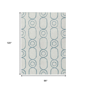 HomeRoots 8' X 10' Teal Blue Geometric Indoor Outdoor Area Rug – Stylish, Washable, Durable for Any Space! 660646