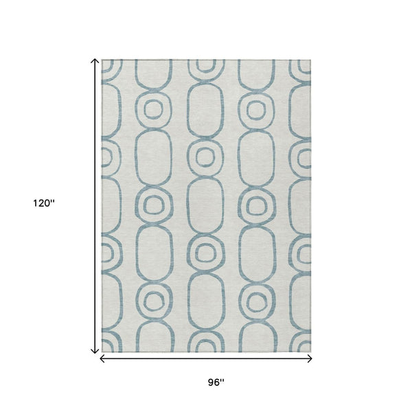 HomeRoots 8' X 10' Teal Blue Geometric Indoor Outdoor Area Rug – Stylish, Washable, Durable for Any Space! 660646