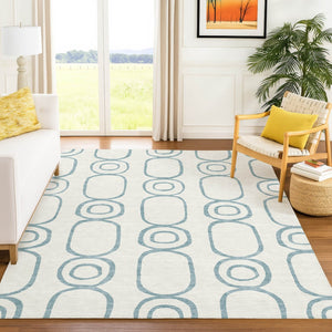HomeRoots 8' X 10' Teal Blue Geometric Indoor Outdoor Area Rug – Stylish, Washable, Durable for Any Space! 660646