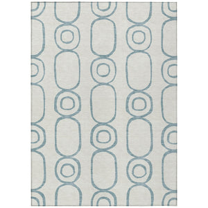HomeRoots 10' Teal Blue & Ivory Geometric Area Rug - Durable, Washable Design for Indoor & Outdoor Use! 660648