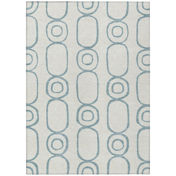 HomeRoots 10' Teal Blue & Ivory Geometric Area Rug - Durable, Washable Design for Indoor & Outdoor Use! 660648