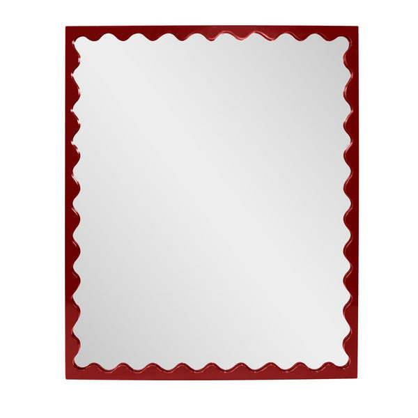 Howard Elliott Santosh Rectangular Mirror With Scalloped Frame Design For Versatile Home Decor Appeal Red Polyresin 66064bu-howard-elliott