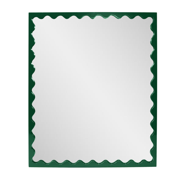 Howard Elliott Santosh Rectangular Mirror With Scalloped Frame Design For Versatile Home Decor Appeal Green Polyresin 66064hg-howard-elliott
