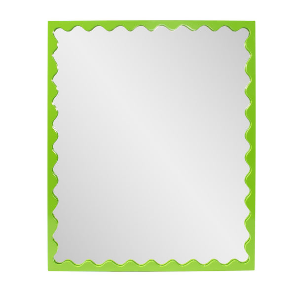 Howard Elliott Santosh Rectangular Mirror With Scalloped Frame Design For Versatile Home Decor Appeal Green Polyresin 66064mg-howard-elliott