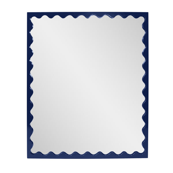 Howard Elliott Santosh Rectangular Mirror With Scalloped Frame Design For Versatile Home Decor Appeal Blue Polyresin 66064na-howard-elliott