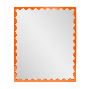 Howard Elliott Santosh Rectangular Mirror With Scalloped Frame Design For Versatile Home Decor Appeal Orange Polyresin 66064o-howard-elliott