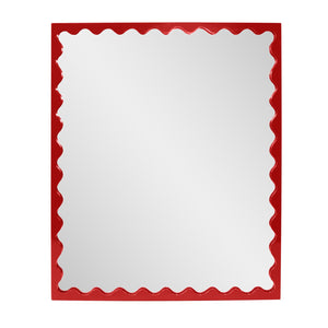 Howard Elliott Santosh Rectangular Mirror With Scalloped Frame Design For Versatile Home Decor Appeal Red Polyresin 66064r-howard-elliott