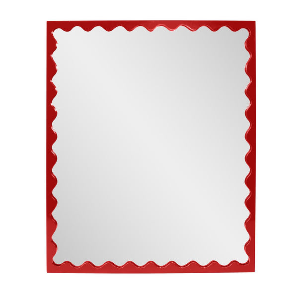 Howard Elliott Santosh Rectangular Mirror With Scalloped Frame Design For Versatile Home Decor Appeal Red Polyresin 66064r-howard-elliott