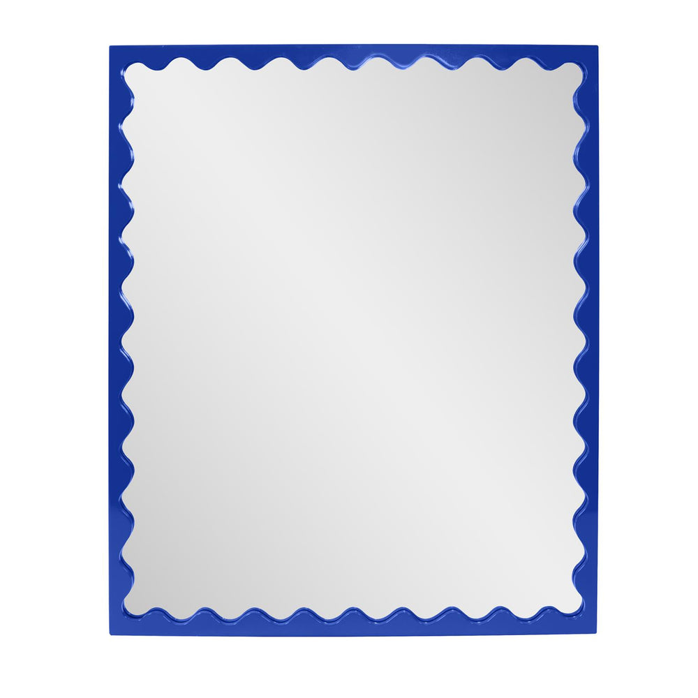 Howard Elliott Santosh Rectangular Mirror With Scalloped Frame Design For Versatile Home Decor Appeal Blue Polyresin 66064rb-howard-elliott