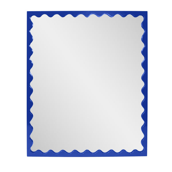 Howard Elliott Santosh Rectangular Mirror With Scalloped Frame Design For Versatile Home Decor Appeal Blue Polyresin 66064rb-howard-elliott