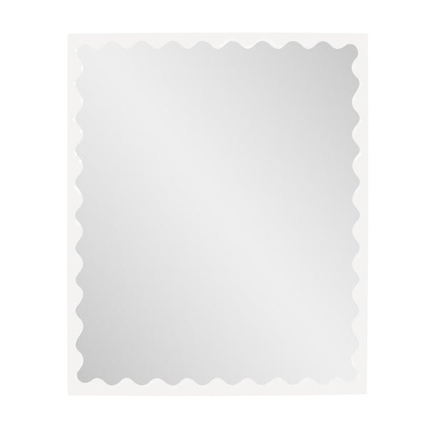 Howard Elliott Santosh Rectangular Mirror With Scalloped Frame Design For Versatile Home Decor Appeal White Polyresin 66064w-howard-elliott