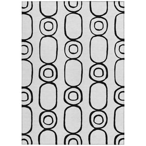 HomeRoots 9' Modern White & Black Geometric Washable Area Rug – Stylish, Durable for Indoors & Outdoors! 660653