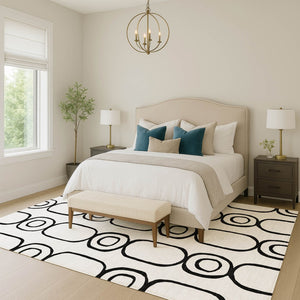 HomeRoots 10' X 14' Modern Geometric Washable Area Rug for Indoor & Outdoor Spaces - Durable & Stylish Design 660654