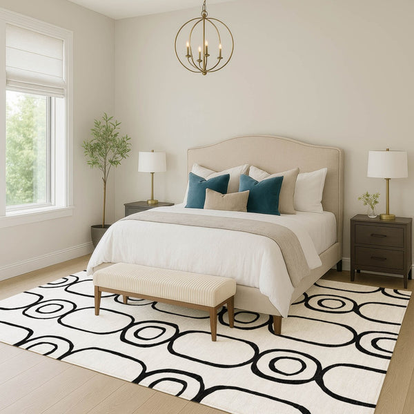 HomeRoots 10' X 14' Modern Geometric Washable Area Rug for Indoor & Outdoor Spaces - Durable & Stylish Design 660654
