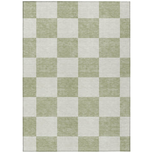 HomeRoots 8' X 10' Artichoke Green and Ivory Geometric Area Rug - Washable, Durable for Indoor & Outdoor Use 660658