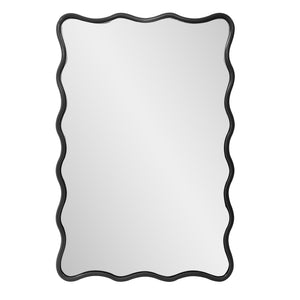 Howard Elliott Maya Rectangular Waved Edge Mirror - Vibrant Scalloped Frame For A Whimsical Touch In Any Room Black Polyresin 66065bl-howard-elliott