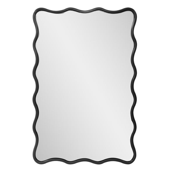 Howard Elliott Maya Rectangular Waved Edge Mirror - Vibrant Scalloped Frame For A Whimsical Touch In Any Room Black Polyresin 66065bl-howard-elliott