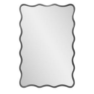 Howard Elliott Maya Rectangular Waved Edge Mirror - Vibrant Scalloped Frame For A Whimsical Touch In Any Room Gray Polyresin 66065ch-howard-elliott