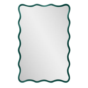 Howard Elliott Maya Rectangular Waved Edge Mirror - Vibrant Scalloped Frame For A Whimsical Touch In Any Room Green Polyresin 66065hg-howard-elliott