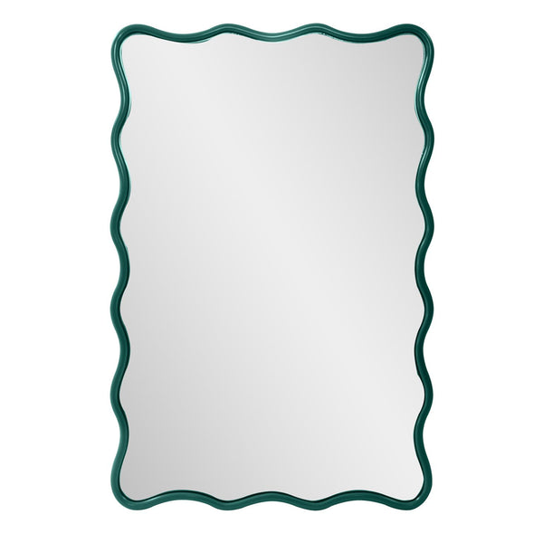 Howard Elliott Maya Rectangular Waved Edge Mirror - Vibrant Scalloped Frame For A Whimsical Touch In Any Room Green Polyresin 66065hg-howard-elliott