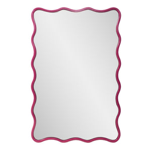 Howard Elliott Maya Rectangular Waved Edge Mirror - Vibrant Scalloped Frame For A Whimsical Touch In Any Room Pink Polyresin 66065hp-howard-elliott