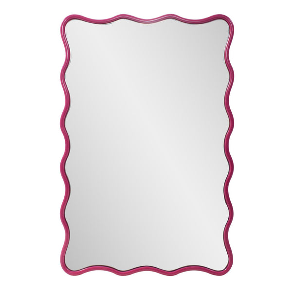 Howard Elliott Maya Rectangular Waved Edge Mirror - Vibrant Scalloped Frame For A Whimsical Touch In Any Room Pink Polyresin 66065hp-howard-elliott