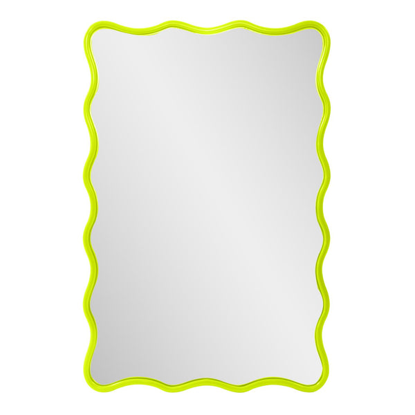 Howard Elliott Maya Rectangular Waved Edge Mirror - Vibrant Scalloped Frame For A Whimsical Touch In Any Room Green Polyresin 66065mg-howard-elliott