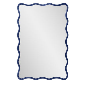 Howard Elliott Maya Rectangular Waved Edge Mirror - Vibrant Scalloped Frame For A Whimsical Touch In Any Room Blue Polyresin 66065na-howard-elliott