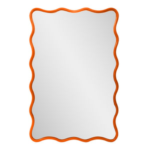Howard Elliott Maya Rectangular Waved Edge Mirror - Vibrant Scalloped Frame For A Whimsical Touch In Any Room Orange Polyresin 66065o-howard-elliott