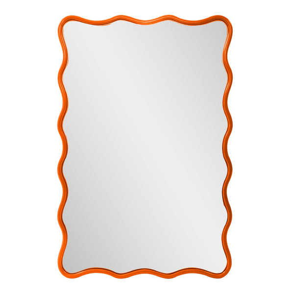 Howard Elliott Maya Rectangular Waved Edge Mirror - Vibrant Scalloped Frame For A Whimsical Touch In Any Room Orange Polyresin 66065o-howard-elliott