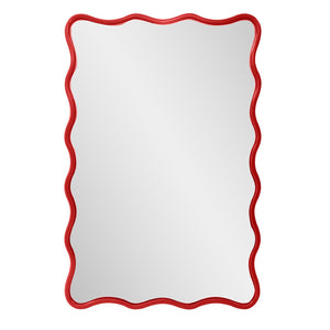 Howard Elliott Maya Rectangular Waved Edge Mirror - Vibrant Scalloped Frame For A Whimsical Touch In Any Room Red Polyresin 66065r-howard-elliott